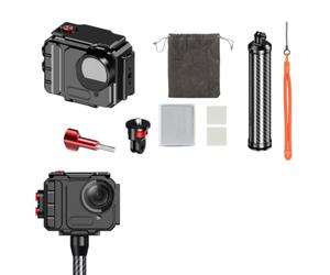 Juego de carcasa impermeable compatible con Insta360 GO Ultra, carcasa protectora subacuática de 80 m con palo de flotabilidad de fibra de carbono, kit completo de accesorios subacuáticos para buceo