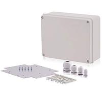 Juego de carcasas industriales 240 x 180 x 100 mm, carcasa de plástico, caja de derivación, carcasa universal de pared con tornillos de bisagra, tipo de protección IP65, incluye placa de montaje
