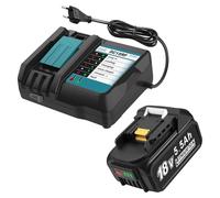 Juego de cargador DC18RF con batería de 18 V 5,5 Ah para Makita BL1860B BL1860 BL1850 BL1840 con indicador de carga LED