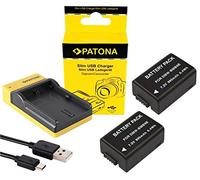 Juego de cargador delgado 3 en 1 + 2 baterías para Panasonic Lumix FZ82 / DC-FZ82 - Compatible con baterías Panasonic DMW-BMB9 y BMB9e - Base de carga con microUSB