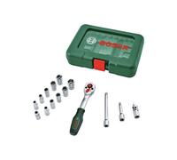 Juego De Carraca 1/4" Bosch 15 Piezas 93 Nm, Iso 3315, Mecanismo 7 Dientes, 5° Y Adaptadores Con Extensiones