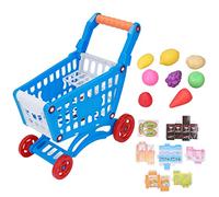 Juego de Carrito de Compras para niños Carrito de Compras Educativo de Juguete de plástico Duradero para niños pequeños con Accesorios de Comida para Jugar para el Desarrollo del (Azul)