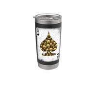 Juego de cartas Ace Of Spades con forma de calavera de jugador gótico vintage, real Vaso térmico de acero inoxidable de doble pared