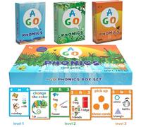 Juego de Cartas AGO Phonics (Caja de 3 Niveles). ¡Fomenta la Habilidad lectora, aprende Palabras y Sonidos fónicos Mientras juegas un Divertido Juego de Cartas!