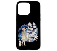 Juego de Cartas Alice Wonderland con Forma de Libro Vintage con Forma de Conejo Blanco Carcasa para iPhone 15 Pro MAX