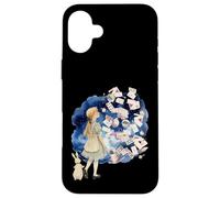 Juego de Cartas Alice Wonderland con Forma de Libro Vintage con Forma de Conejo Blanco Carcasa para iPhone 16 Plus