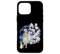 Juego de Cartas Alice Wonderland con Forma de Libro Vintage con Forma de Conejo Blanco Carcasa para iPhone 16 Pro MAX