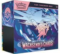 Juego de Cartas coleccionables Pokémon: Caja de Entrenador Top Mega-Evolución - Creciente Caos (1 Tarjeta Promocional de Imagen Completa, 9 Paquetes Booster y Accesorios Premium)