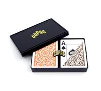 Juego de cartas Copag 1546 Design 100 % pl stico, tama o p ker (est ndar), ndice jumbo, color naranja/marr n, doble baraja