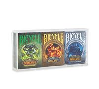 Juego de cartas de bicicleta | World of Warcraft con estuche acrílico para coleccionistas | Colección de 3 barajas | Clásico, Rey Exánime y Cruzada | con vitrina acrílica de 3 barajas