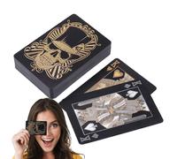 Juego de cartas de juego negro, tarjetas de de PVC con calavera | Las cartas de juego de aluminio flexible vienen con una de almacenamiento para Texas Holdem Poker Go Fish