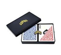 Juego de cartas de p?ker Copag 1546 Design 100 % pl?stico, tama?o est?ndar, rojo/azul, ?ndice regular, 1 juego