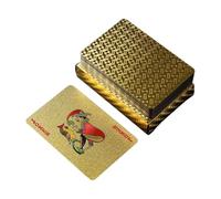 Juego de cartas de póquer, tarjetas de póquer de papel dorado | Juego de fiestas de póquer de mesa impermeable | Naipes estándar portátiles para entretenimiento diario, actividades corporativas