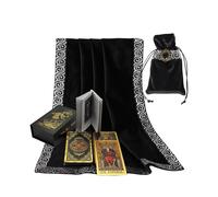 Juego de cartas de Tarot de plástico negro, impermeables, con lámina dorada, para mago, oráculo, juego de mesa