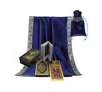 Juego de cartas de tarot de terciopelo azul, de plástico, impermeables y doradas, con oráculo de mago, juego de