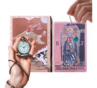 Juego de cartas de tarot - Mini baraja impermeable de PVC con lámina dorada Waite de 78 cartas | Juego de mesa de adivinación celestial | Kit de adivinación clásico portátil para mujeres, niños, estud