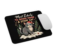 Juego De Cartas Navideñas para Familias: ¿Quién Tiene Más Probabilidades De Adoptar Un Gato Callejero? Mouse Pad Lavable Mousepad Duradero Alfombrilla De Ratón para Oficina Hogar 25X30Cm
