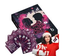 Juego de cartas para parejas, adorable juego nocturno de pareja de 2.6 pulgadas, portátil, 50 preguntas en inglés, juguete para borrachos, dormitorio, viaje por carretera, luna de miel, boda