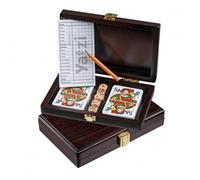 Juego De Cartas Rummy Con Yatzi - Acabado De Nogal - Imagen Francesa