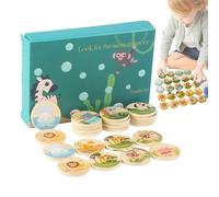 Juego de cartas surtidos de animales,Juguetes surtidos de animales de madera, juego de asociación de animales de madera para actividades de aprendizaje preescolar, juego de rompecabezas de asociación