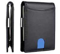 Juego de cartera multifuncional de gran capacidad de cuero vacuno de fibra de grano de fibra para hombre (BK1, talla única)
