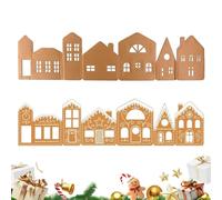 Juego de cartón de casa de jengibre - Casas de pueblo de Navidad, casas de pan de jengibre de papel iluminado con luces LED | Decoración navideña de granja para sala de estar, cocina, dormitorio