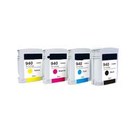 Juego de Cartuchos de Tinta remanufacturados compatibles con los Modelos Officejet Pro 8000 8500A, Incluye C4906A C4907A C4908A C4909A(940 K Inkjet x1)