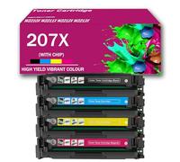 Juego de cartuchos de tóner 207X (paquete de 4, negro/cantidad/mayor/amperio) W2210X W2211X W2212X W2213X Compatible con impresoras láser HP M255DW M255NW M282NW M283FDN M283FDW,4Color-With Chip