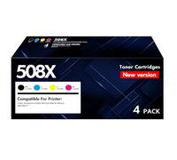 Juego de cartuchos de tóner 508X 508A: repuesto compatible con HP 508X 508A para impresora Color Enterprise M553 M552 553 MFP M577 Series CF360X CF361X CF362X CF363X (paquete de 4, negro, cian,