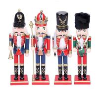 Juego de cascanueces de madera de 12 pulgadas, figuras pintadas a mano, libro de cuentos, rey para adornos de árbol de Navidad y chimenea como decoración festiva, regalos tradicionales de Navidad B
