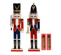 Juego de cascanueces de madera de 12 pulgadas, figuras pintadas a mano, libro de cuentos, rey para adornos de árbol de Navidad y chimenea como decoración festiva, regalos tradicionales de Navidad (C+D