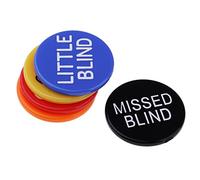 Juego de casino con botones de distribuidor BIG BLIND LITTLE BLIND MISSED BLIND KILL RESERVED