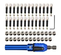 Juego de casquillos de tornillo magnético para biela, Blue | Acero de carbono con cierre seguro para instalación de muebles, herramienta de carpintería de magnetismo