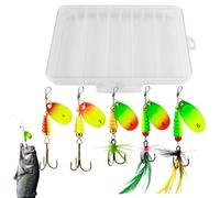 Juego de cebo giratorio, juego de bloqueo, con lentillas de azúcar con ganchos de plumas, máscara de crankbait 5x, accesorios para la caja de aparejos para lubina, trucha, salmón