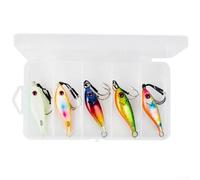 Juego de cebos de metal luminoso, 5 piezas, surtido de cucharas de hundimiento para pesca de aguas profundas, varios pesos de 7 g a 60 g, construcción duradera con ojos 3D (60 g)