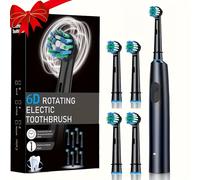 Juego de Cepillo de Dientes Eléctrico Giratorio con 4/8 Cabezales de Repuesto, Carga USB, Ideal para Uso en Casa y Viajes