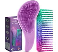 Juego de Cepillo de Pelo Desenredante y Peine Antienredos - El Mejor Desenredante para Pelo Húmedo, Seco, Rizado, Mujeres y Niños - Peine de Puas Anchas (Morado), Lily England