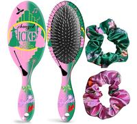 Juego de cepillo para el pelo y 2 coleteros para niñas, cepillo de cerdas suaves para mujeres y niñas, cepillo ideal para todo tipo de cabello, cabello seco húmedo y dañado, adultos y niños