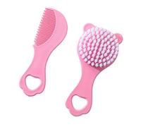 Juego de cepillo suave y peine para el cuidado del cabello para niños pequeños con divertido diseño de oso para uso diario, portátil, mango largo
