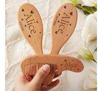 Juego De Cepillo Y Peine De Madera Personalizado Para Bebé, Cepillo Para El Pelo Grabado Personalizada Con Nombre Para Recién Nacidos, Niños Pequeños, Regalo De Baby Shower