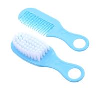 Juego de Cepillo y Peine de Masaje para Niño Niña Recién Nacido Azul | PP y Tpe, Dientes Redondos y Puntas Suaves, Rutina de Baño y Unión Padre-hijo