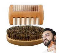 Juego de Cepillo y Peine para Bigote | Kit de Aseo para Barba con Cerdas de y Peine de Madera - Accesorios Ergonómicos De Estilismo Para Uso Diario En Casa Preparación Pre-Afeitado Y