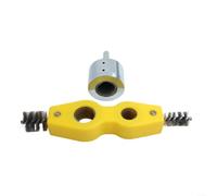 Juego de cepillos de alambre para taladro eléctrico, limpiador de tuberías de cobre de 15 mm y 22 mm con mango hexagonal, cerdas de metal, cepillo de batería 4 en 1 de doble cabezal (22 mm)