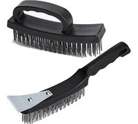 Juego de cepillos de alambre resistentes, 4 filas de acero al carbono para limpiar óxido y suciedad pesada con mango ergonómico, 2 cepillos de alambre multifunción