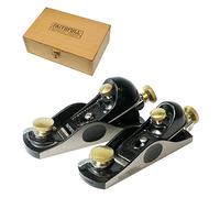 Juego de cepillos de bloque Faithfull 6012 y 912 en caja de madera - Cepillos de mano de ángulo bajo de hierro fundido mecanizados con precisión para trabajos de testa y acabados finos.