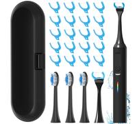 Juego de cepillos de dientes eléctricos sónicos - 20 cabezales de hilo dental, 3 modos y temporizador inteligente de 2 minutos, compatible con los cabezales de cepillo Philips Sonicare Black-1 Set