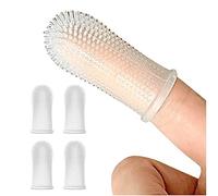 Juego de cepillos de dientes para perros (4 paquetes) Kit de cepillo de dientes de 360º, cerdas envolventes completas para una fácil limpieza de dientes, cuidado dental para cachorros, gatos y mascotas pequeñas (transparente)