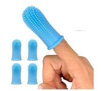 Juego de cepillos de dientes para perros (4 paquetes) Kit de cepillo de dientes de 360º, cerdas envolventes completas para una fácil limpieza de dientes, cuidado dental para cachorros, gatos y mascotas pequeñas (azul)