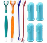 Juego de Cepillos de Dientes para Perros de 8 Piezas, Cepillo de dientes para perros, Cepillos de Dientes de Doble y Triple Cabezal, para Mascotas Limpieza para Animales Pequeños, Medianos y Grandes