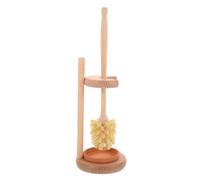 Juego de cepillos de limpieza de baño con estropajo espumoso, mango de madera y soporte para jabón, ultra higiénico y fácil de usar